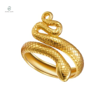 Bague serpent réglable en or et argent