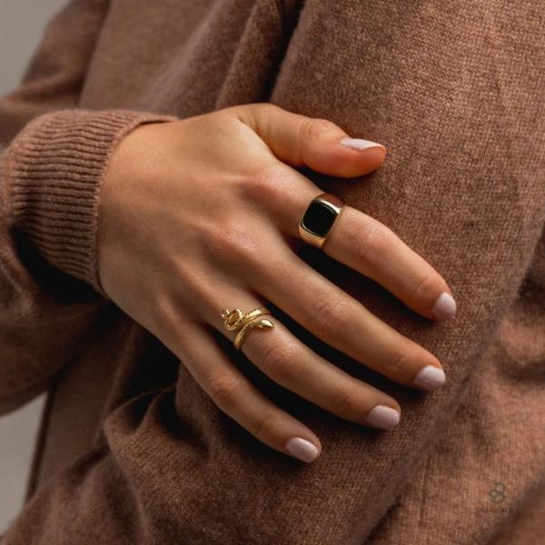 Bague serpent ajustable en argent élégant