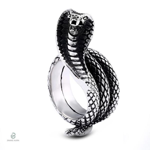 Bague serpent cobra en acier inoxydable