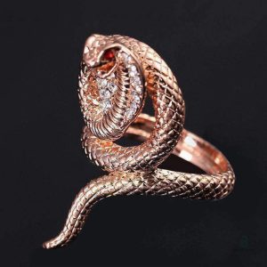 Bague serpent en métal, style cobra pour femme