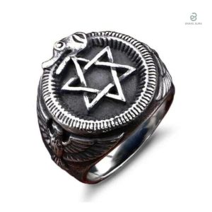 Bague serpent étoile de David en métal élégant