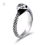 Bague serpent Ouroboros en métal argenté