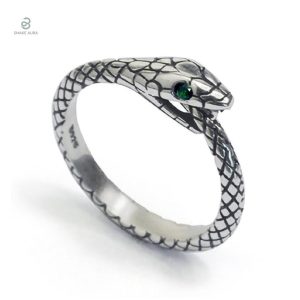 Bague argent serpent Ouroboros, design élégant et symbolique