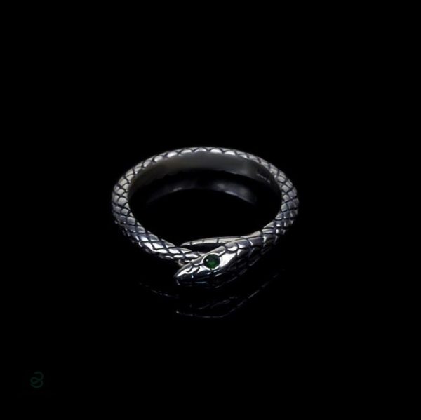 Bague en argent, allure mystique serpent Ouroboros