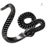 Bague serpent python noir