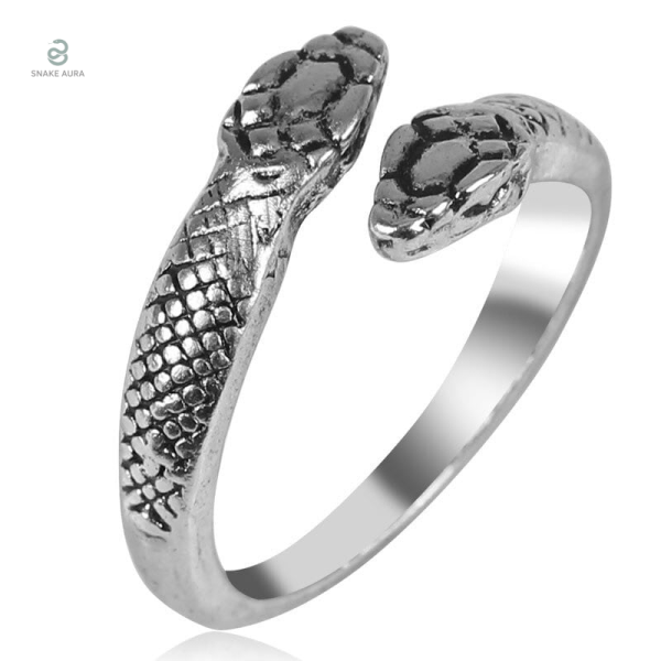 Bague serpent à double tête unisexe