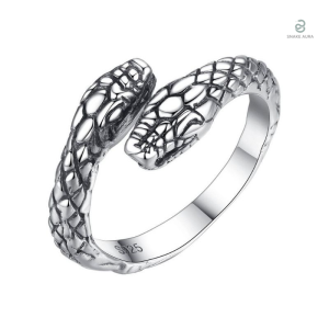 Bague Serpent Double Tête en acier inoxydable