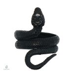 Bague serpent noire en acier, design distinctif et contemporain