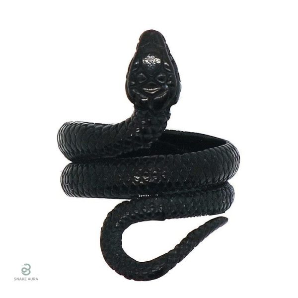 Bague serpent noire en acier, design distinctif et contemporain