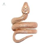 Bague serpent en acier doré rose, design élégant et moderne