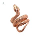 Bague serpent en acier, finition or rose, style contemporain