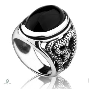 Bague Serpent Agate Noire élégante et unique en design