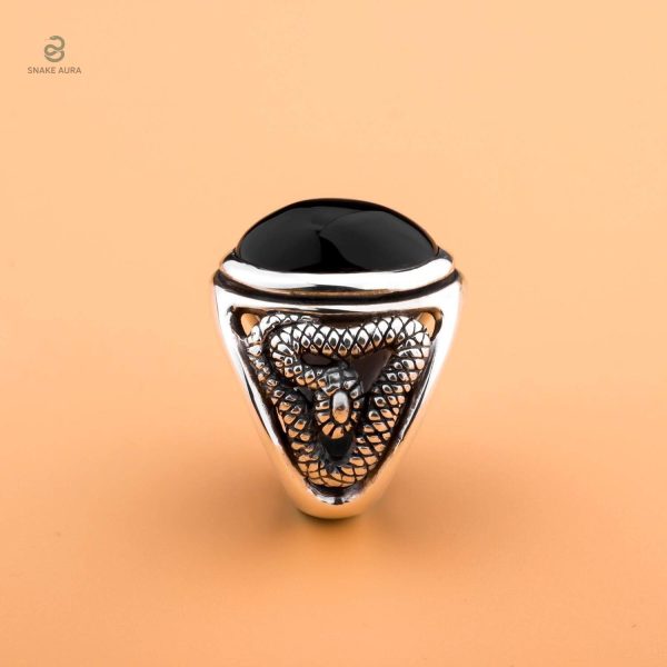 Design serpent original en agate noire, bijou tendance