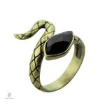Bague Serpent en Agate Noire au style rétro