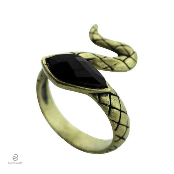 Accessoire rétro serpent en agate noire, allure chic