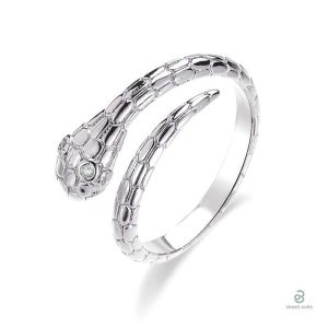 Bague serpent ajustable en argenté, design élégant et moderne