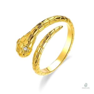 Bague serpent ajustable en or, design élégant et moderne