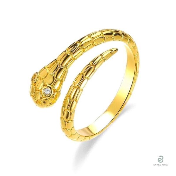 Bague serpent ajustable en or, design élégant et moderne
