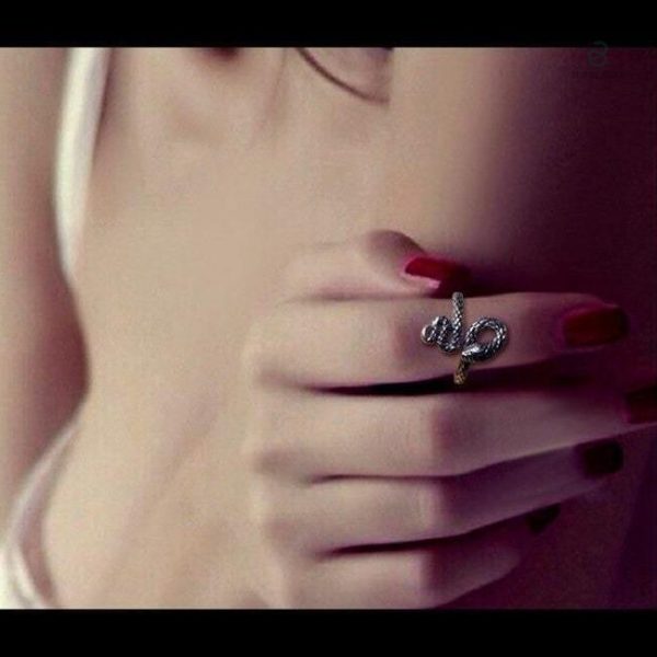 Bague en argent représentant un serpent, allure classique