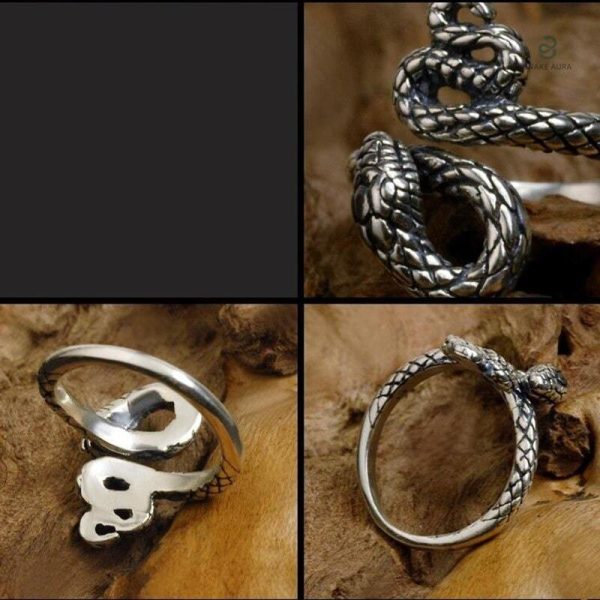 Bague vintage serpent, en argent, charme intemporel