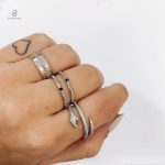Bague en Argent style serpent ornée de Diamant