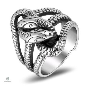 Bague serpent couple élégante en métal