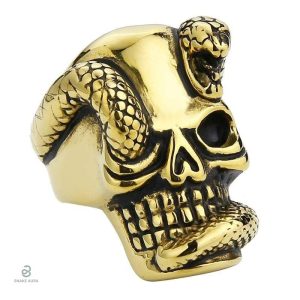 Bague serpent ornée d'un crâne distinctif