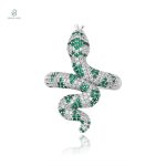 Bague Serpent en cuivre avec zirconium vert