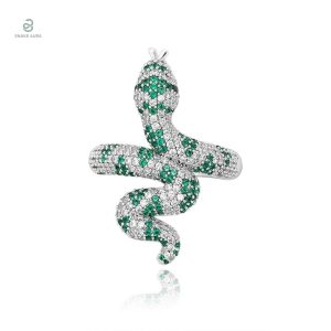 Bague Serpent en cuivre avec zirconium vert