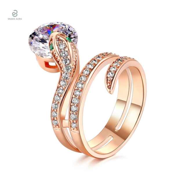 Bague Serpent Or Rose avec Diamant Blanc élégant