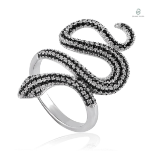 Bague serpent argent avec diamants, design royal