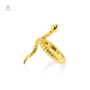 Bague serpent élégante en métal doré, style contemporain