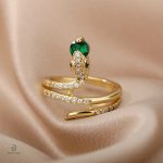 Bague serpent élégante en acier inoxydable avec pierre brillante