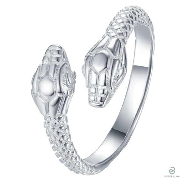 Bague serpent double en métal fin, design élégant et moderne