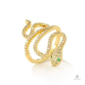 Bague serpent dorée enroulée