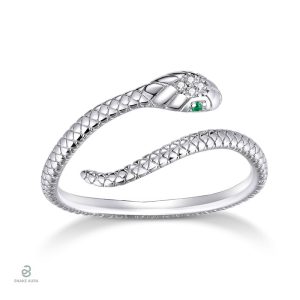Bague serpent ajustable en argent fantaisie