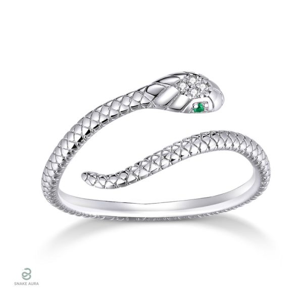 Bague serpent ajustable en argent fantaisie