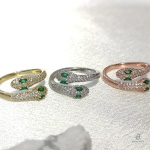 Bague serpent femme réglable en argent