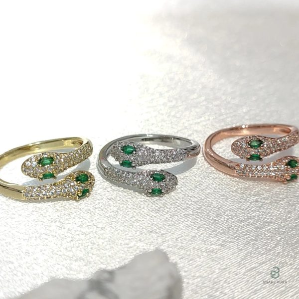 Bague serpent femme réglable en argent