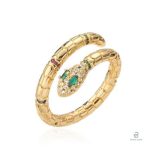 Bague serpent fine dorée élégante et raffinée