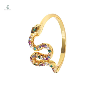 Bague serpent multicolore en argent fine et élégante