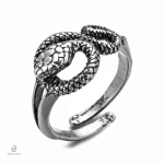Bague serpent enroulé homme en acier