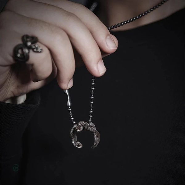 Bague à motif serpent, style sombre pour lui