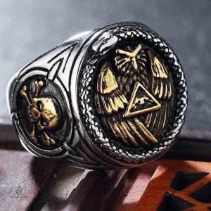 Bague serpent en doré, style Illuminati unique et contemporain
