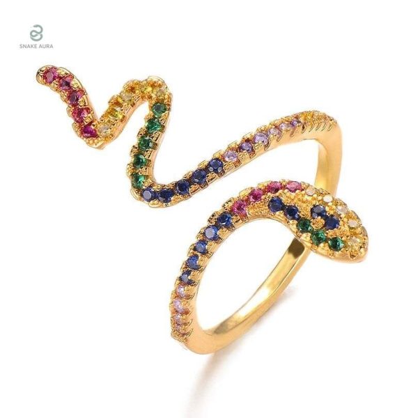 Bague Serpent en or avec diamant multicolore