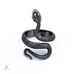 Bague serpent noir élégante en métal