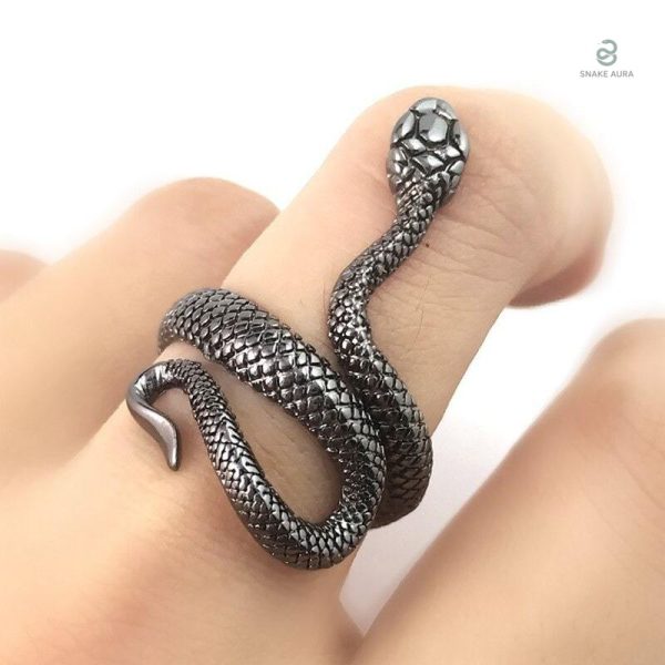 Design unique de bague serpent en noir