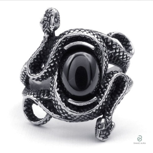 Bague serpent élégante, motif œil de Sauron unique