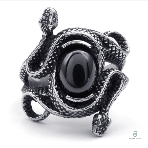 Bague serpent élégante, motif œil de Sauron unique