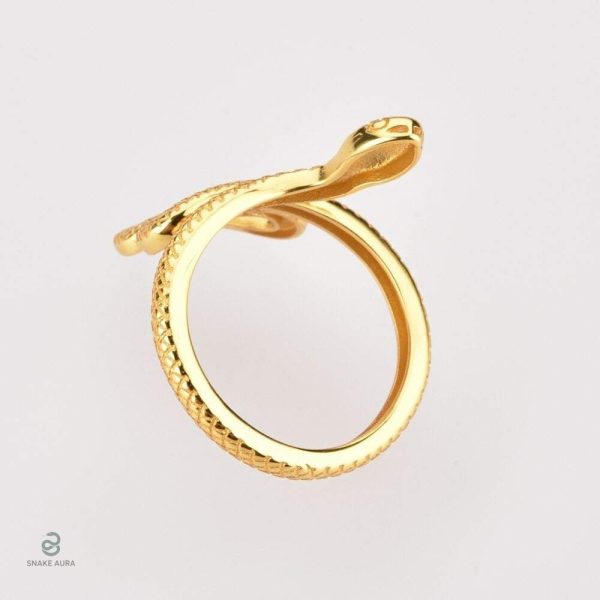 Design serpent pour cette bague en Argent doré